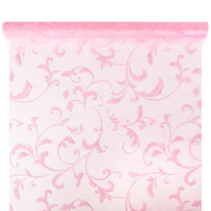 OA-BS-INDA-47-Y10-086 Bársony inda mintás organza anyag [47cm x 5m] rózsaszín