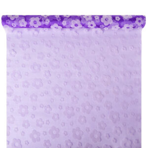 OA-BS-VIRAG-47-Y17-116,073 Bársony virágmintás organza anyag [47cm x 5m] lila/fehér