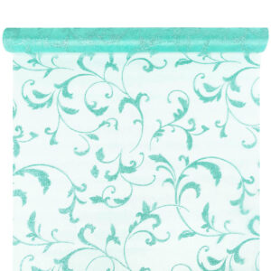 OA-BS-INDA-47-Y10-747 Bársony inda mintás organza anyag [47cm x 5m] mentazöld
