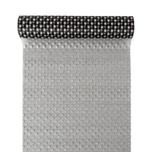 OA-GL-POTTY-23-Y30-045 Glitter pöttyös mintás organza anyag [23,5cm x 5m] fekete/ezüst