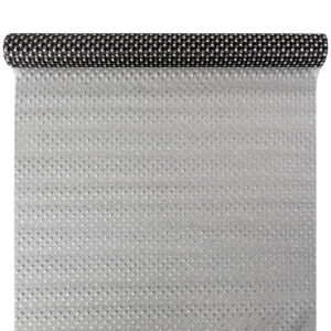 OA-GL-POTTY-47-Y30-045 Glitter pöttyös mintás organza anyag [47cm x 5m] fekete/ezüst